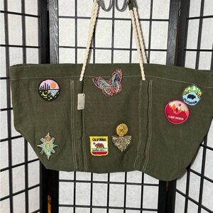 Free People Been There Badge Tote Bag -Sea Serpent Green NWT Large